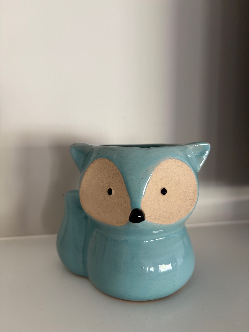 Blue Ceramic Fox Planter - Decorative Home Art